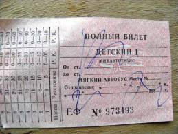 Bus Ticket From USSR Kinder Children Ticket - Europa