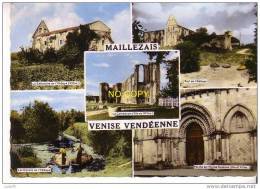 MAILLEZAIS - 5 Vues  Réfectoire Abbaye,  Port Et Douves De L´Abbaye, Cathédrale, Porche Eglise - Maillezais