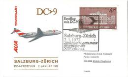 AUA Erstflug DC-9 Salzburg - Zürich          1972 - Erst- U. Sonderflugbriefe