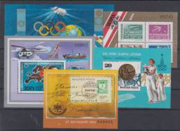 Hungary 5 Mini Sheets Olympic Games,zeppelins,ship Cosmos MNH ** - Ongebruikt