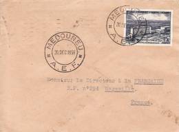 Marcophilie Colonie Française Médouneu (Petit Bureau) > Transit > Mitzic Gabon 1956 Afrique Lettre Avion > Marseille - Covers & Documents