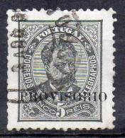 PORTUGAL 1892 King Luis - Overprinted Provisorio 5r Black FU - Usado