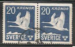 SWEDEN - 1936 - POSTE AERIENNE - FAUNA - BIRDS  - Yvert # A7a  Pair- USED - Gebruikt