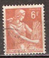 Timbre France Y&T N°1115 (02) Obl.  Type Moissonneuse  6 F. Brun-jaune. Cote 0,15 € - 1957-1959 Oogst