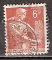 Timbre France Y&T N°1115 (04) Obl.  Type Moissonneuse  6 F. Brun-jaune. Cote 0,15 € - 1957-1959 Reaper