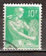 Timbre France Y&T N°1115A (03) Obl.  Type Moissonneuse  10 F. Vert. Cote 0,15 € - 1957-1959 Mietitrice