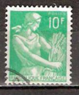 Timbre France Y&T N°1115A (03) Obl.  Type Moissonneuse  10 F. Vert. Cote 0,15 € - 1957-1959 Reaper