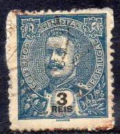 PORTUGUESE INDIA 1898 "King Carlos" 3r. - Blue   FU SOME PAPER ATTACHED - Portuguese India