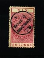 NEW ZEALAND - 1880  QV POSTAL FISCAL  6 S.   ROSE   FINE USED - Postal Fiscal Stamps