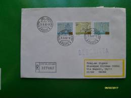 1982 VATICANO Vatican City  Raccomandata DESCRITTA  3 Valori Viaggi Papali - Storia Postale