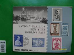 1964 OFFICIAL SOUVENIR SHEET Inc. Thos De LA Rue Vatican Pavillon New York World´s Fair - Cartas & Documentos