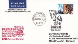 Sonderflugpost - Cathay Pacific - Hong Kong - Frankfurt - 03.02.2004   [dt13b] - Lettres & Documents