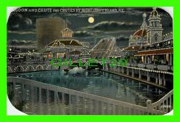 CONEY ISLAND, NY - LAGOON & CHUTE, THE CHUTES BY NIGHT - PUC Co - STEEPLECHASE PARK - - Stades & Structures Sportives