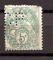 5c Blanc N° 111  - Perforé CP CL - 1900-29 Blanc