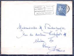 SEUL Sur   LETTRE    Avec  Timbre   LEOPOLD III        Annee 1951   Cachet BRUXELLES - Storia Postale