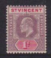 St Vincent 1904 - 1911 KEVII 1d Violet & Carmine Fresh MLH - St.Vincent (...-1979)