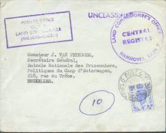 4p. Bleu, Obl. Dc FIELD POST OFFICE 450 S/enveloppe Du 12 Mai 1952 Vers Bruxelles - Sc Violet LAND COMMISSIONER´S OFFICE - Covers & Documents