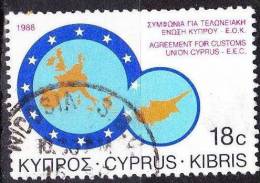 CYPRUS 1988 Customs Union Of Cyprus With EEC 18 C Vl. 520 - Oblitérés
