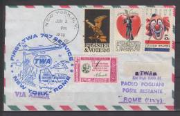 Premier Vol /First Flight / Erstflug / New-York - Roma  , B 747 - TWA - Event Covers