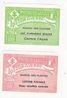 2 Etiquettes LOSSON GUERRE DUVAL Pharmacie De La Croix De Lorraine Maison Des Plantes Lotion Faciale Lait Amandes METZ - Labels