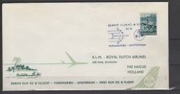 Premier Vol /First Flight / Erstflug -   Paramaribo - Amsterdam , DC 8 - KLM - Airmail