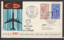 Premier Vol /First Flight / Erstflug /   Oslo - Los Angeles  , DC 8 - SAS - Briefe U. Dokumente