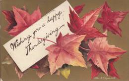 Clapsaddle - Wishing You A Happy Thanksgiving - Maple Leaves - Postmark: Providence RI Nov 7 1910 - Giorno Del Ringraziamento