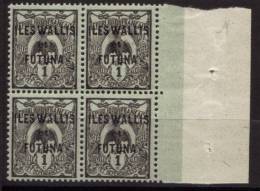WALLIS Et FUTUNA 1920 Poste Yvert N° 1  En Bloc De 4 Bord De Feuille  Neuf Sans Charniere - Ongebruikt