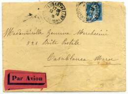 FRANCE - PASTEUR N° 181 / LETTRE AVION DE NICE LE 13/10/26, POUR LE MAROC - TB - 1922-26 Pasteur