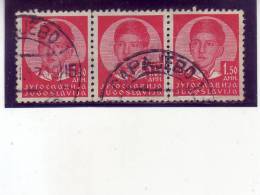 KING PETER II-1-50 DIN-3 IN A ROW-POSTMARK-SARAJEVO-BOSNIA AND HERZEGOVINA-YUGOSLAVIA-1935 - Oblitérés