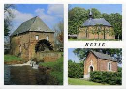 RETIE (Antw.) - Fraaie Prentkaart Met Impressies Van De Duinbergkapel, De St.-Pieterskapel En De (water-) Molen - Retie