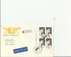 CCANADA 1986 – FDC CHRISTMAS  FLOWN TO WROHM / WEST GERMANY  W 1 LEFT LOWER BLOCK OF 4 STS OF 34 C DOUBLE POSTM OTTAWA O - 1981-1990