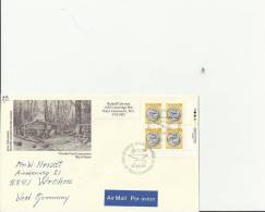 CANADA 1987 – FDC CRAFTMANSHIP RURAL ECONOMY – BUTTER STAMP ADDR TO GERMANY  W 1 RIGHT LOWER BLOCK OF 4 STS  OF 25 C POS - 1981-1990