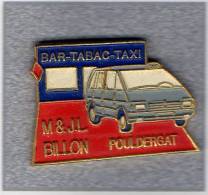 Pin´s  Automobile  Renault  Espace  Gris, Bar-Tabac-Taxi, M & J.L  BILLON  à  POULDERGAT  ( 29 ) - Renault