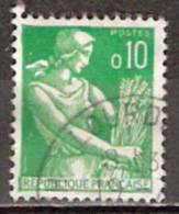 Timbre France Y&T N°1231 (03) Obl.  Moissonneuse.  10 C. Vert. Cote 0,15 € - 1957-1959 Moissonneuse