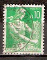 Timbre France Y&T N°1231 (04) Obl.  Moissonneuse.  10 C. Vert. Cote 0,15 € - 1957-1959 Reaper