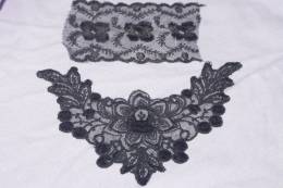 Pièces PARURE De LINGERIE  COL DENTELLE Sur TULLE BRODERIE Ancienne Et PASSEMENTERIE - Dentelles Et Tissus