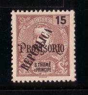 ! ! St. Thomas - 1913 D. Carlos Local Republica 15 R - Af. 137 - No Gum - St. Thomas & Prince