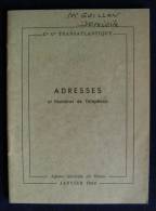 Cie Générale TRANSATLANTIQUE C.G.T. Adresses Et N° De Téléphone Janvier 1953 ( Cdt THOREUX ) - Sonstige & Ohne Zuordnung