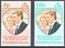 BAT British Antarctic Territory 1973 Royal Wedding - Mi. 60-61 -  MNH - Nuovi