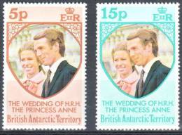 BAT British Antarctic Territory 1973 Royal Wedding - Mi. 60-61 -  MNH - Ongebruikt