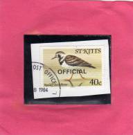 ST. KITTS SAINT 1981 BIRDS OVERPRINTED OFFICIAL - UCCELLI  USED ON CHIP - St.Kitts En Nevis ( 1983-...)