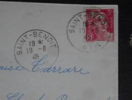 SAINT BENOIT - AIN - CACHET ROND MANUEL SUR MARIANNE GANDON - - Manual Postmarks