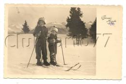 Bonneville (74) : GP De 2 Enfants Skieurs En 1936 (animé) CP PHOTO RARE. - Bonneville