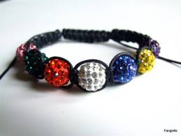 Bracelet Shamballa Multicolore Strass En Cristal Sur Coton Ciré Noir  Les Perles Font Environ 10mm De Diamètre.  Pour To - Bracelets