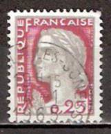 Timbre France Y&T N°1263 (04) Obl.  Marianne De Decaris. 0.25 Fc. Gris Clair Et Carmin Foncé. Cote 0,15 € - 1960 Marianna Di Decaris