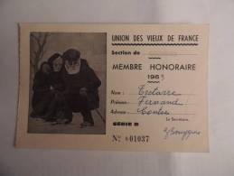 CECI N EST PAS UNE CARTE POSTALE - UNION DES VIEUX DE FRANCE SECTION DE CONTRES ANNEE 1963 - Contres