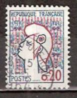 Timbre France Y&T N°1282 (03) Obl.  Marianne De Cocteau. 0.20 Fc. Bleu Et Rouge. Cote 0,15 € - 1961 Marianni Di Cocteau