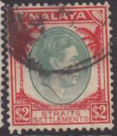 STRAITS SETTLEMENT 1937 $2 KGVI SG 291 U XY275 - Straits Settlements