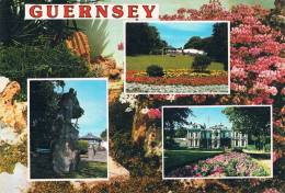 GUERNSEY C.I. - Carte Multivues: Victor Hugo´s Statue / Candie Gardens An Museum / Saumarez Park. Castle - Circulée 1989 - Guernsey